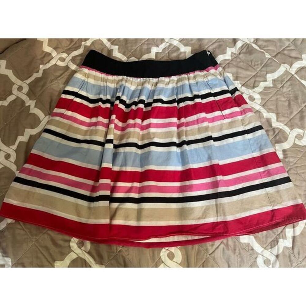 CYNTHIA ROWLEY Striped‎ Cotton Full Skirt SZ 4 Flare Circle Short Black 19L